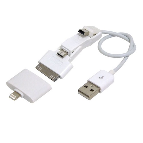 Адаптер USB  Gembird A-USBTO14B 3 в1 для зарядки мобильных устройств через разъемы mini-USB, micro-USB, iPhone4 и iPad. Переходник с iPhone4 на iPhone5.