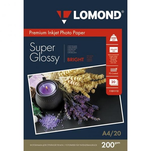 Бумага Lomond суперглянцевая, А4, 200  г/м2, 20 листов 
