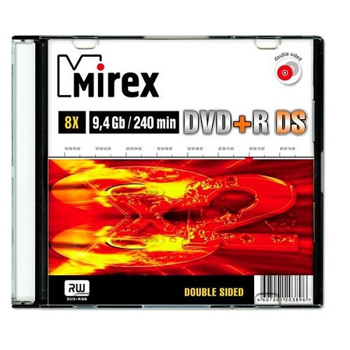 Диск DVD+R 9.4 Гб MIREX, Double Sided slim