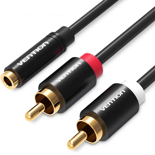 Кабель Jack 3,5 mm F/2RCA M - 1м Vention {VAB-R01-S100}