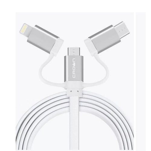 Кабель microUSB+Lightning +Type-C 1м 2А Crown CMCU-3182