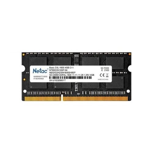 ОЗУ SODIMM DDR3L 4Gb 1600MHz Netac NTBSD3N16SP-04 1.35В 