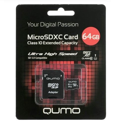 Карта памяти microSDXC 64Gb Qumo