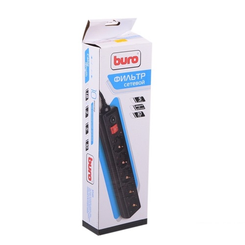 Сетевой фильтр 3м Buro 500SH-3-B (5 розеток) черный