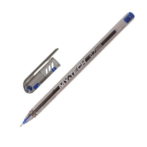 Ручка шар. Pensan My-Tech, синяя, масляная, корпус прозрачный, игольчатый узел 0,7мм, линия 0,35мм, 2240
